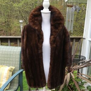 Vintage brown mink wrap jacket with full lining by Reichbind Furs New Haven, CT